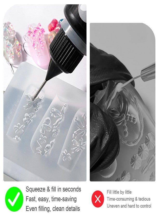 Furtherpretty 3D Nail Mold Gel, 15g Soft Molding Nail Gel for Sculpting Carving Silicone Mold Designs, Precision Needle Tip Bottle for DIY Nail Art Charms, Manicure Supplies for Beginners (Clear) - Image 4